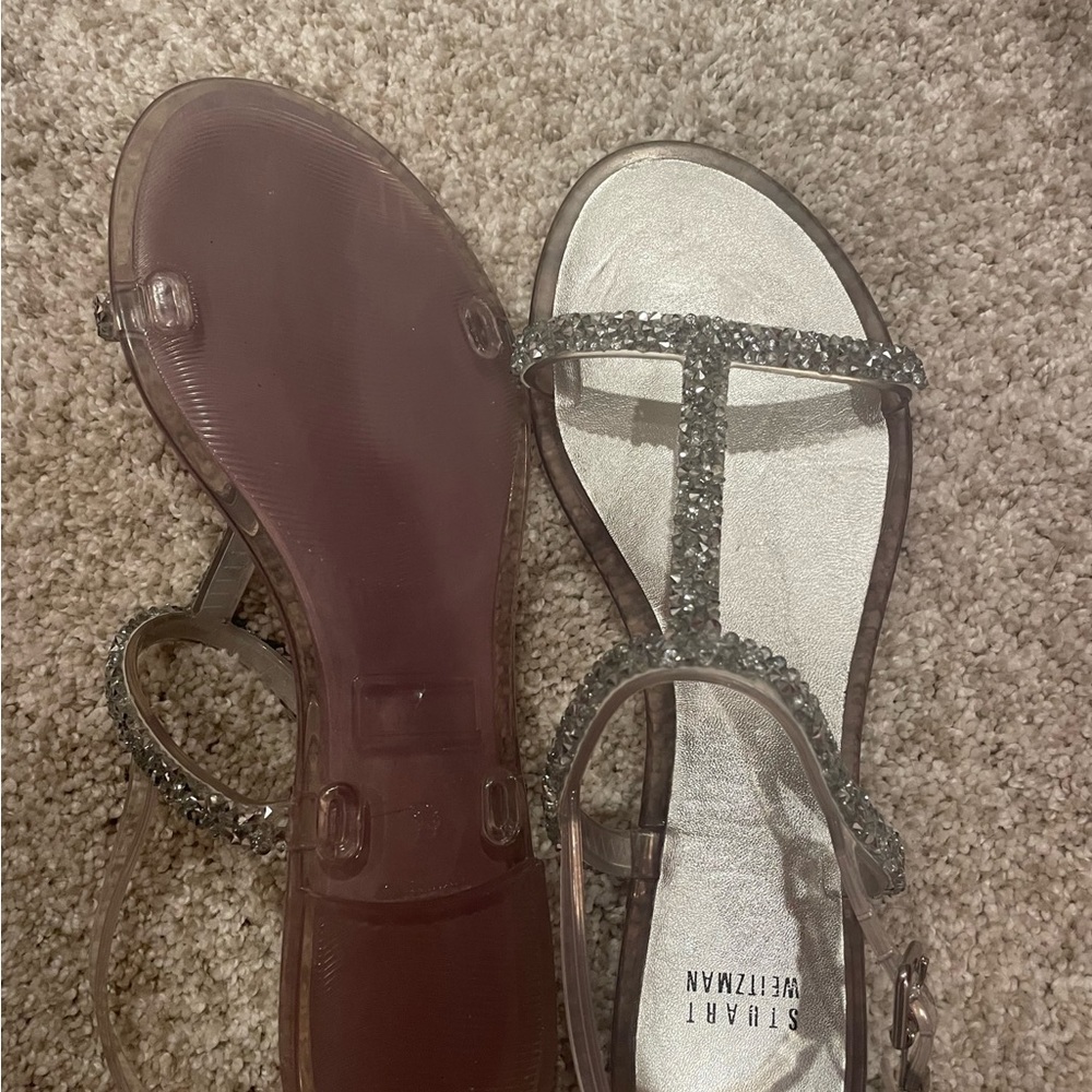 Stuart Weitzman glitter sandals size 9W - Picture 3 of 4